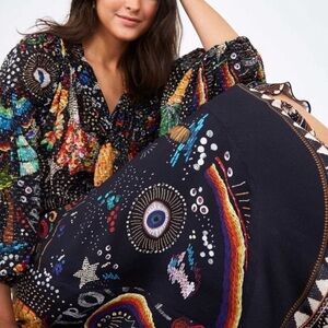 Farm Rio Skirts | Farm Rio Tropical Black Midi Wrap Skirt Borogodo XL NWT